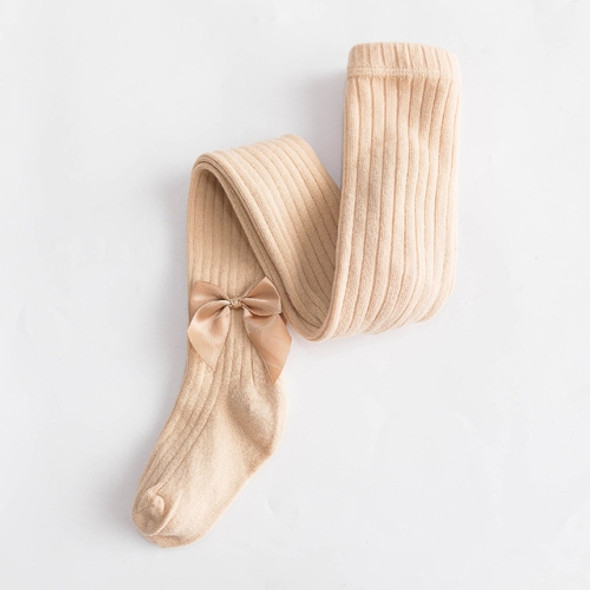 Baby Cotton Leggings Bow Knit Children Pantyhose, Size:6-12 Months(Khaki)