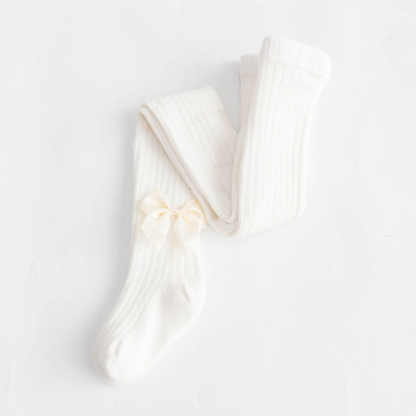 Baby Cotton Leggings Bow Knit Children Pantyhose, Size:6-12 Months(White)