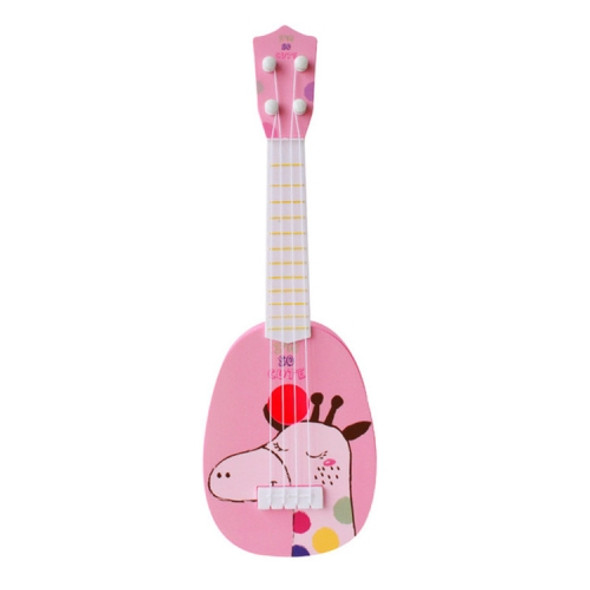 Pink Giraffe Small Simulation Musical Instrument Mini Four Strings Playable Ukulele Early Childhood Education Music Toy