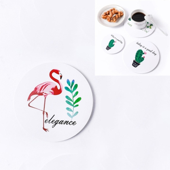 25 PCS Round Cartoon Non-slip Anti-scalding Coaster Creative Insulation Mat Cute Placemat, Size:S(Flamingo)