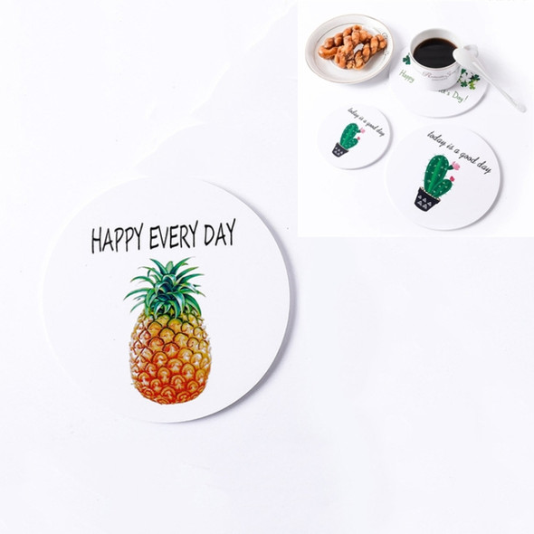 25 PCS Round Cartoon Non-slip Anti-scalding Coaster Creative Insulation Mat Cute Placemat, Size:S(Pineapple)