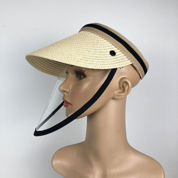 Anti-Saliva Splash Anti-Spitting Anti-Fog Anti-Oil Protective Cap Mask Removable Face Shield Empty Top Sun Hat, Size:Children(Cream-colored)