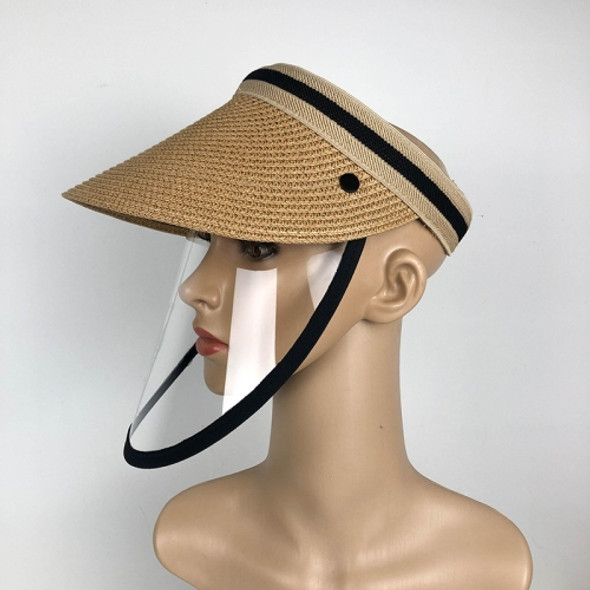 Anti-Saliva Splash Anti-Spitting Anti-Fog Anti-Oil Protective Cap Mask Removable Face Shield Empty Top Sun Hat, Size:Adult(Khaki)