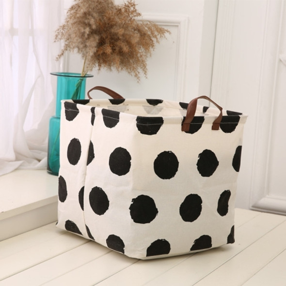 2 PCS Storage Basket Cotton Linen Fabric Folding Storage Box(Dots)