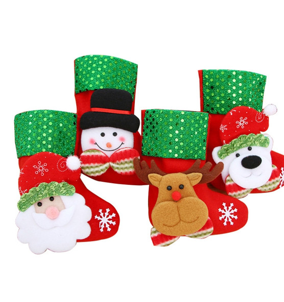 6 PCS Christmas Decorations Children Christmas Tree Socks Ornaments Gift Bags(Bear)