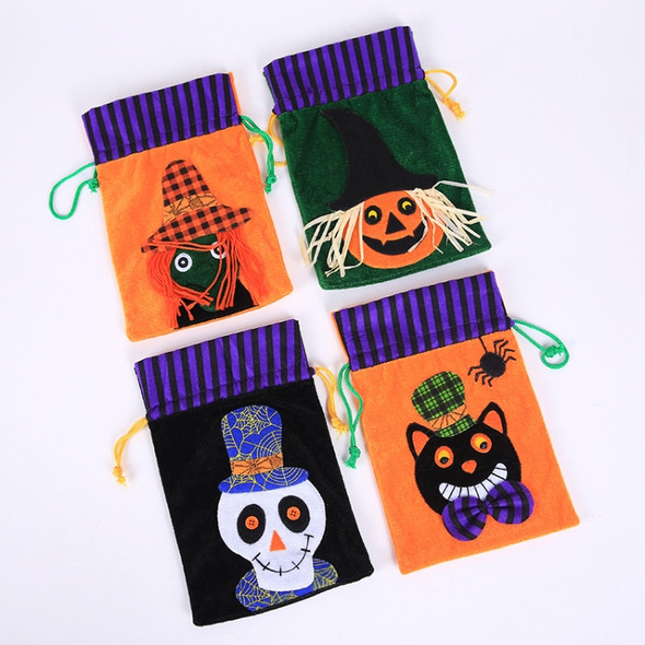 3 PCS Halloween Decoration Candy Bag Velvet Gift Bag(WS71 Skull)