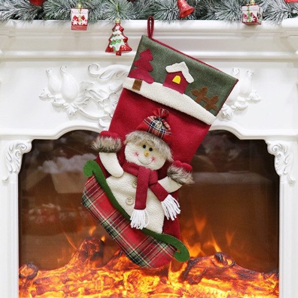 Christmas Socks Gift Bag Christmas Tree Pendant Decoration(Snowman)