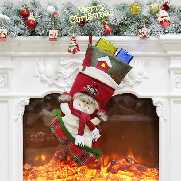 Christmas Socks Gift Bag Christmas Tree Pendant Decoration(Snowman)