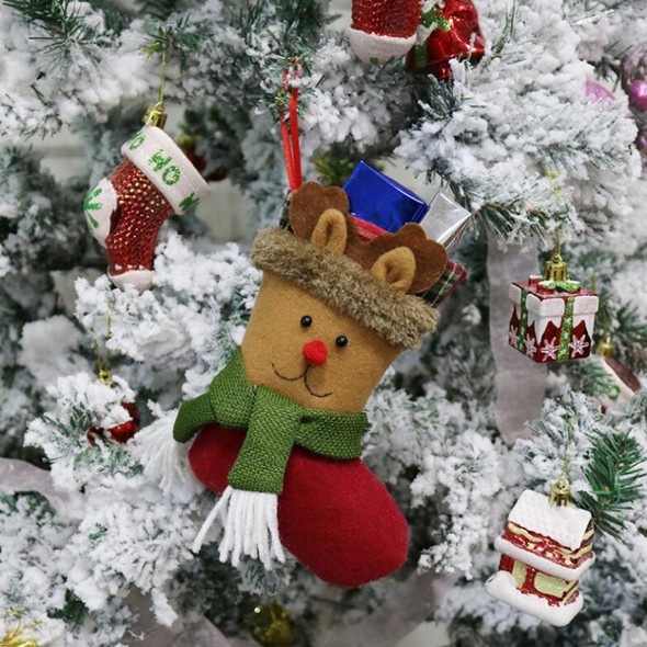 4 PCS Christmas Socks Gift Bag Christmas Tree Pendant Decoration Socks Creative Christmas Gifts(Elk)