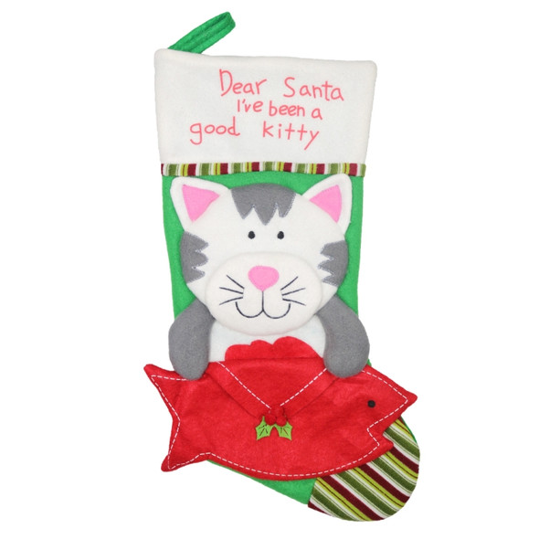 Christmas Ornaments Dog Cat Envelope Socks Christmas Tree Decorations Gift Bag(Cat)