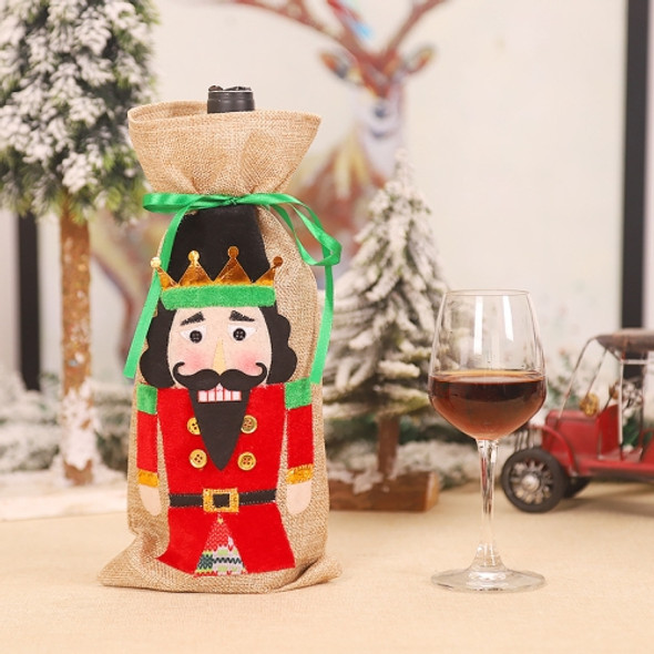 2 PCS Christmas Decorations Creative Cartoon Walnut Soldier Wine Bottle Cover Table Atmosphere Decoration Supplies(B400 Red )