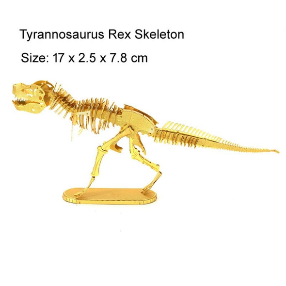 3D Metal Assembly Model DIY Puzzle Dinosaur Model, Style:Tyrannosaurus Skeleton(Gold)