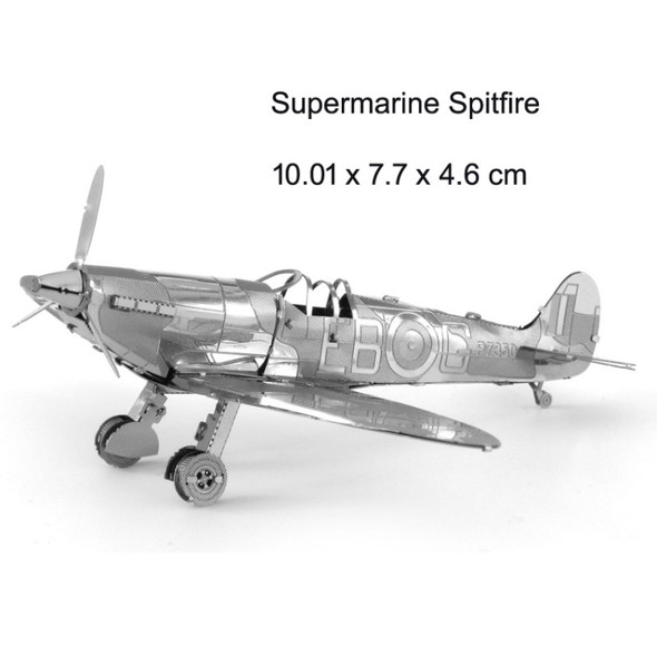 3 PCS 3D Metal Assembly Model DIY Puzzle, Style: Supermarine Spitfire