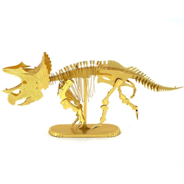 3D Metal Assembly Model DIY Puzzle Dinosaur Model, Style:Triceratops Skeleton(Gold)