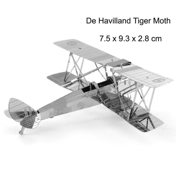 3 PCS 3D Metal Assembly Model DIY Puzzle, Style: Tiger Moth Fighter