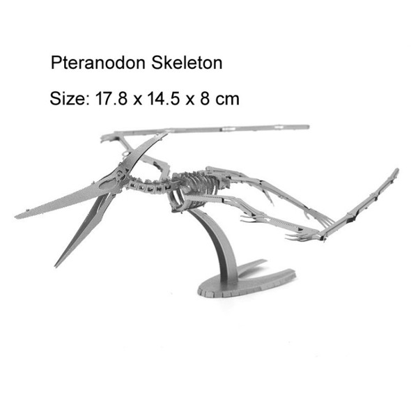 3D Metal Assembly Model DIY Puzzle Dinosaur Model, Style:Pterodactyl Skeleton(Silver)