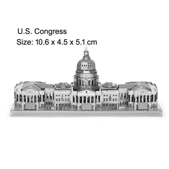 3 PCS 3D Metal Assembly Model World Building DIY Puzzle Toy, Style:U.S. Congress