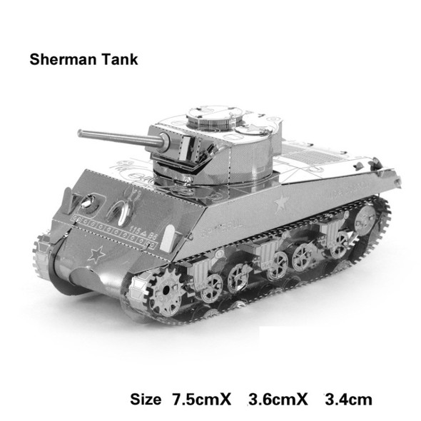 2 PCS 3D Metal Assembled Tank Model DIY Puzzle, Style: Sherman Tank