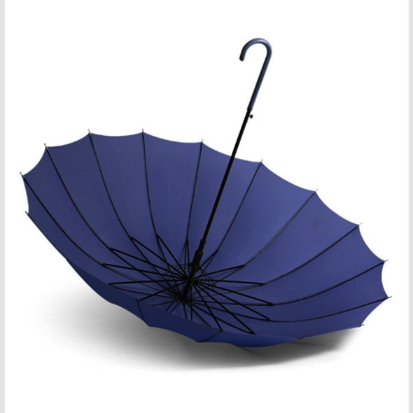 All-weather Umbrella With 16 Bones Enlarged By A Long Handle Straight Pole Umbrella(Blue)