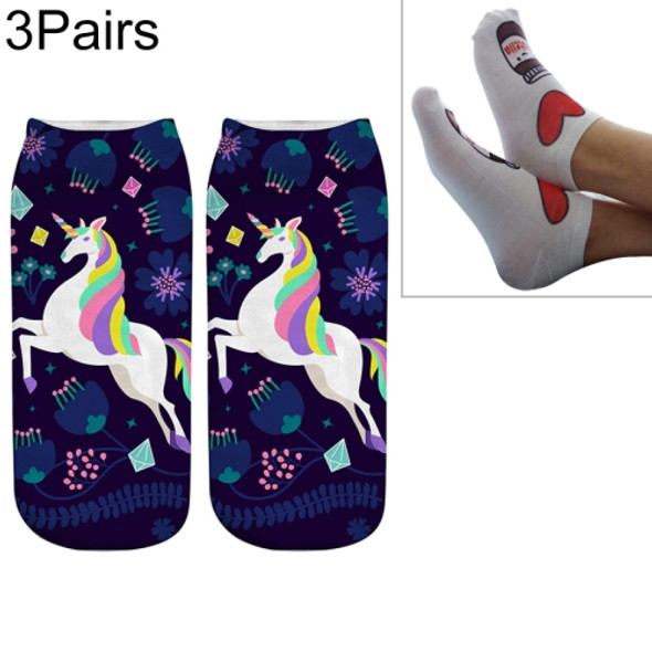 3 Pairs 3D Digital Printing Socks(652#)