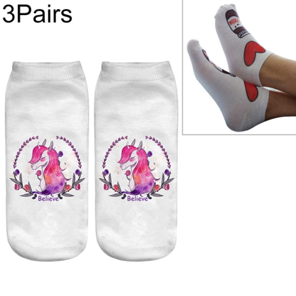 3 Pairs 3D Digital Printing Socks(DJS19)