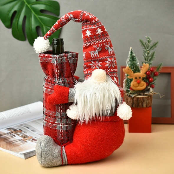 Christmas Faceless Doll Wine Bottle Cover Santa Claus Dining Table Standing Doll Wine Bottle Cover Decoration(Grey)