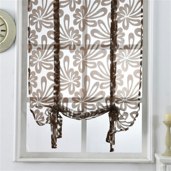 Kitchen Short Curtain Jacquard Blinds Flower Home Decoration, Size:120cm x160cm(Coffe)