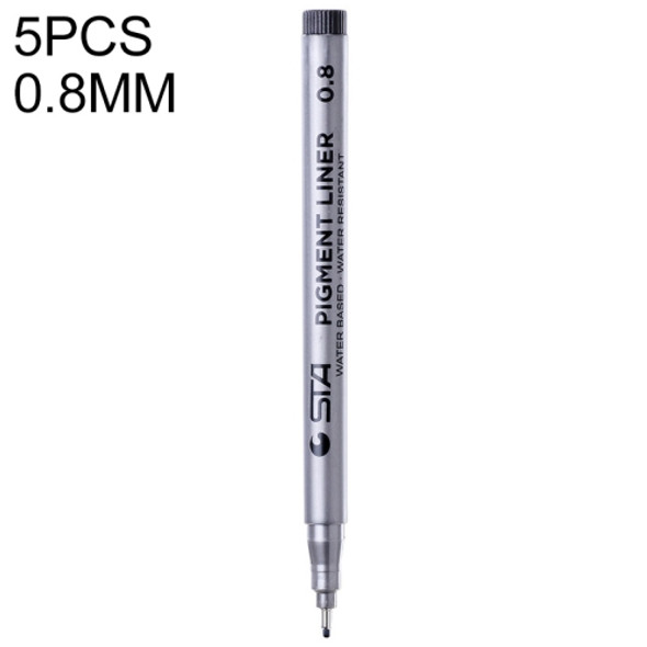 5 PCS Micron Ink Marker Pen Black Fineliner Sketching Pens 0.8mm