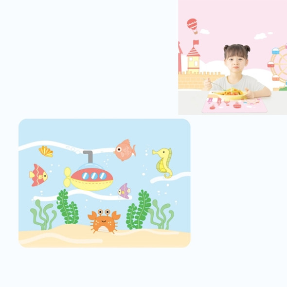Children Food-grade Silicone Cartoon Cute Table Mat Oil-proof and Heat-proof Household Heat Insulation Mat(Underwater World)