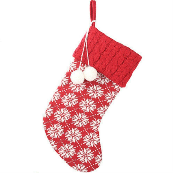 Christmas Ornaments Knitted Christmas Stockings Yarn Socks Children Gift Bag(Snowflake)