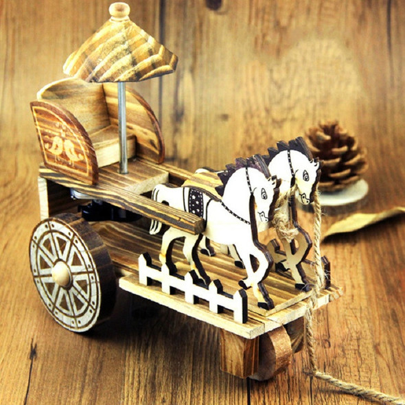 Music Carriage Music Box Wooden Creative Crafts Decoration( C)