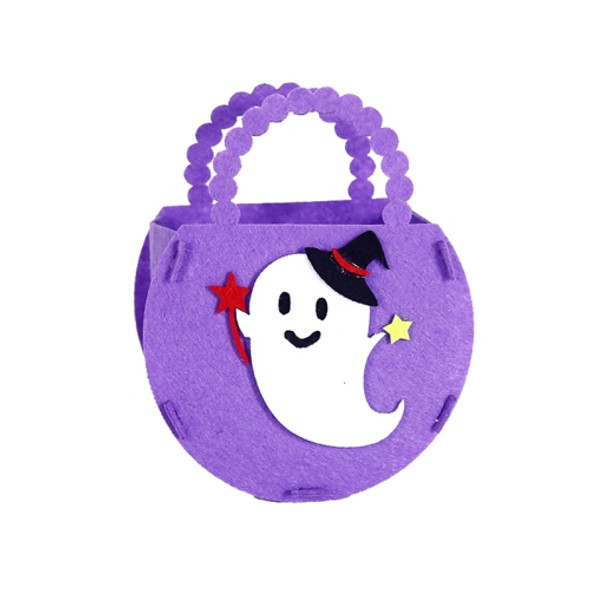6 PCS Halloween Pumpkin Bag Candy Bag Children DIY Handmade Non-Woven Tote Bag Gift Bag(Purple Ghost)