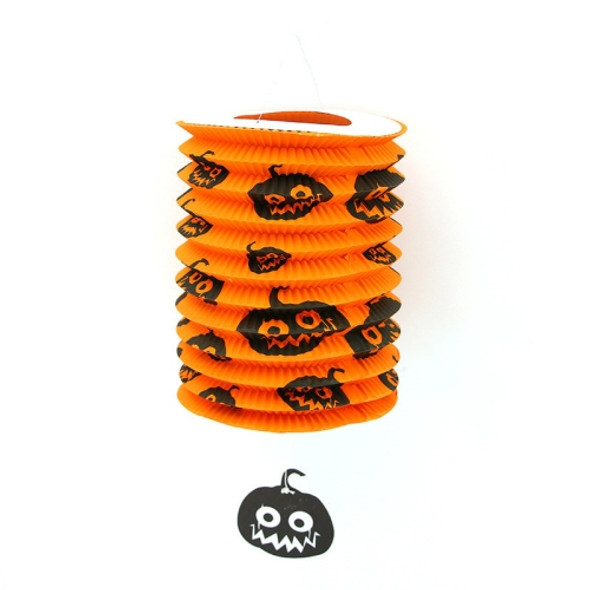 10 PCS Halloween Lantern Scene Props Folding Melon Paper Lantern Decoration, Style:Orange Black Pumpkin
