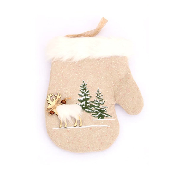 Burlap Christmas Socks Gloves Gift Bag Christmas Tree Pendant(Gloves)