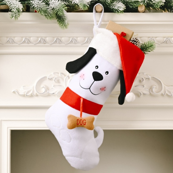 Christmas Decorations Christmas Dog Bone Gift Socks Pet Socks Gift Bag(White)