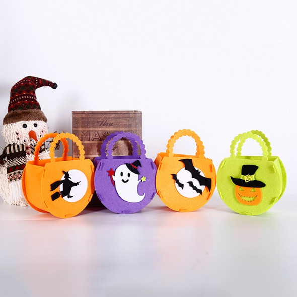 6 PCS Halloween Pumpkin Bag Candy Bag Children DIY Handmade Non-Woven Tote Bag Gift Bag(Yellow Miko)