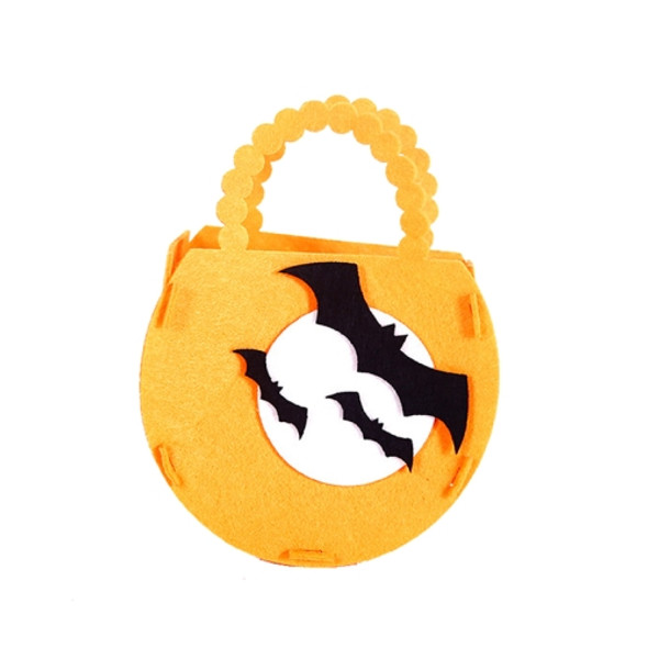 6 PCS Halloween Pumpkin Bag Candy Bag Children DIY Handmade Non-Woven Tote Bag Gift Bag(Yellow Bat)