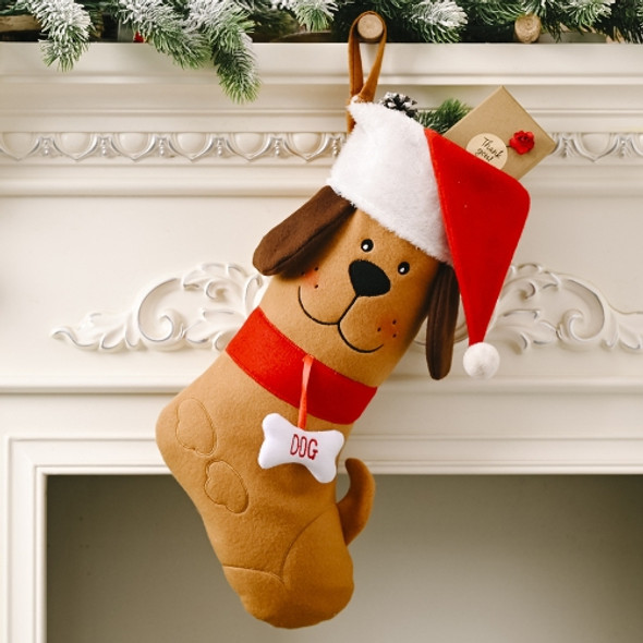 Christmas Decorations Christmas Dog Bone Gift Socks Pet Socks Gift Bag(Yellow)