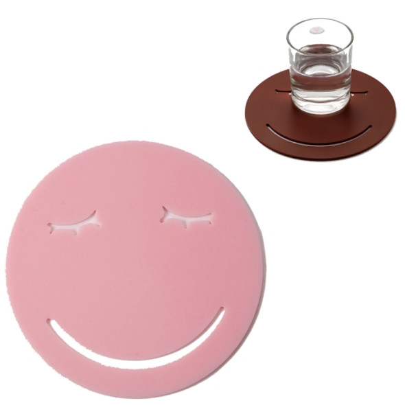 3 PCS Smile Face Expression Shape Food Grade Silicone Placemat Household Insulation Pad Cartoon Expression Non-Slip Table Mat Microwave Heating Pad(Cherry Pink)