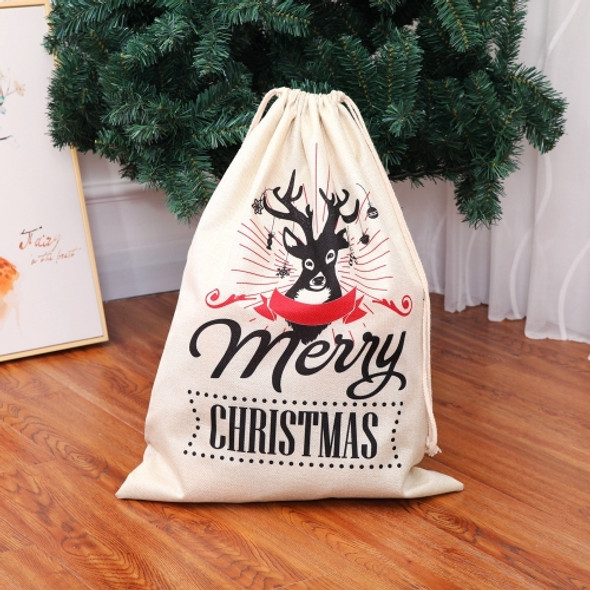 Large Printed Linen Backpack Christmas Gift Bag Candy Bag(A Type )