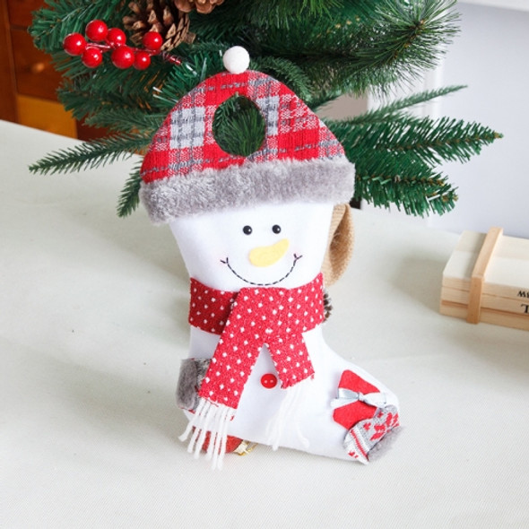 2 PCS Medium Christmas Stocking Gift Bag Candy Bag Stocking Pendant(Snowman)