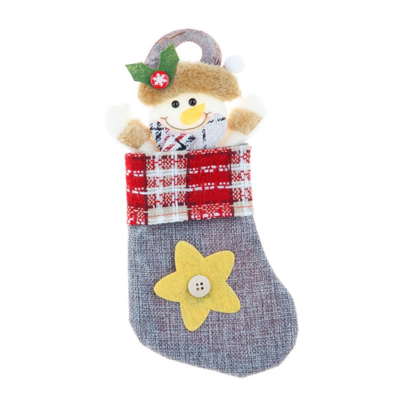 4 PCS Small Christmas Stocking Pendant Decoration Candy Bag(Snowman)