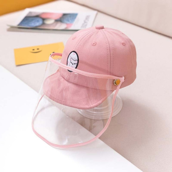 Anti-Saliva Splash Anti-Spitting Anti-Fog Anti-Oil Protective Cap Baby Kids Baseball Cap Removable Face Shield, Head Circumference:45-50cm(Pink)