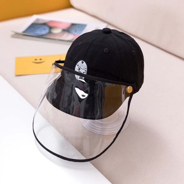 Anti-Saliva Splash Anti-Spitting Anti-Fog Anti-Oil Protective Cap Baby Kids Baseball Cap Removable Face Shield, Head Circumference:45-50cm(Black)