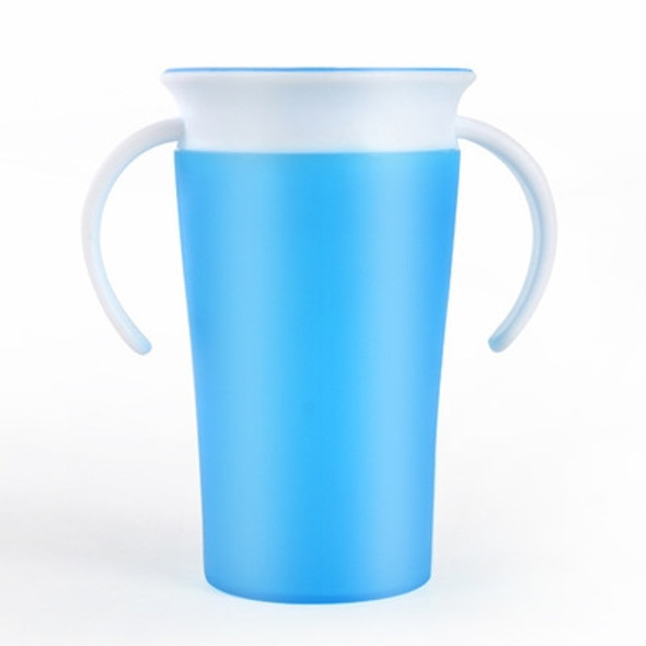 360 Degrees Rotated Baby Learning Drinking Cup With Double Handle Flip(Blue)