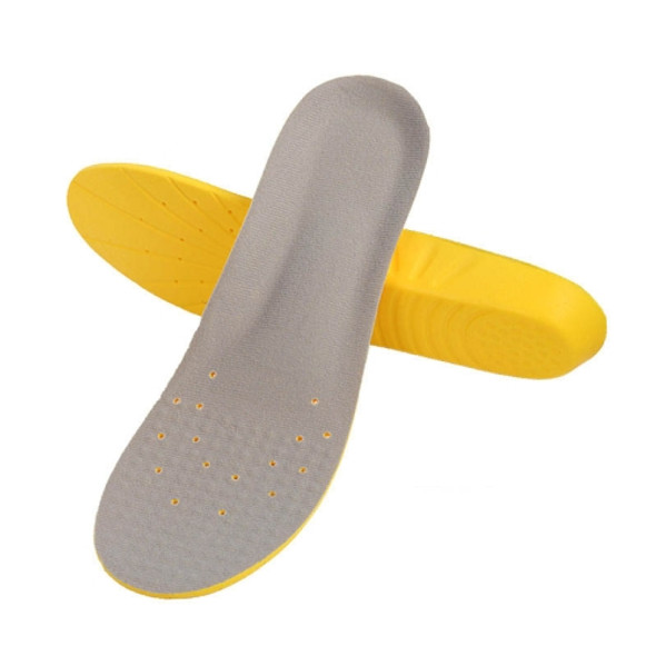Shock Absorption Thickening Slow Rebound Soft and Comfortable Wicking Insole, Size:L(Yellow Bottom Suede Gray)