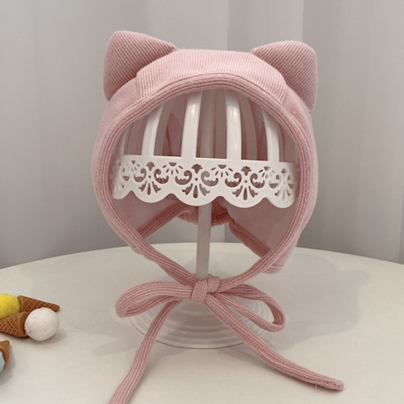 MZ9853 Baby Cartoon Animal Ears Shape Skullcap Cotton Keep Warm and Windproof Hat, Size: Suitable for 0-12 Months, Style:Double Ears(Pink)