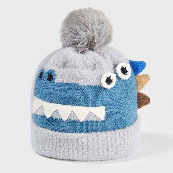 Cartoon Dinosaur Children Woolen Hat Autumn Winter Knitted Hat, Size:Free Size(Gray)