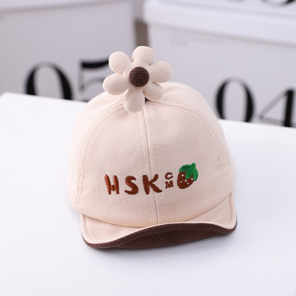 MZ9947 Cartoon Three-dimensional Little Flower Baby Peaked Cap Embroidery Baby Hat, Size: 46cm (Adjustable)(Beige)