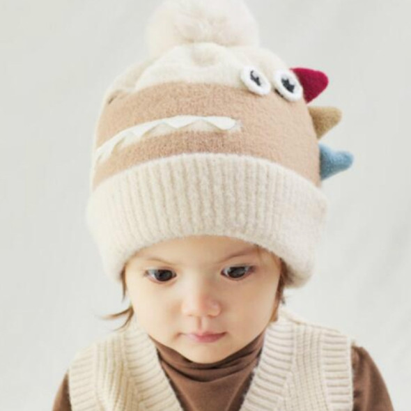 Cartoon Dinosaur Children Woolen Hat Autumn Winter Knitted Hat, Size:Free Size(Beige)